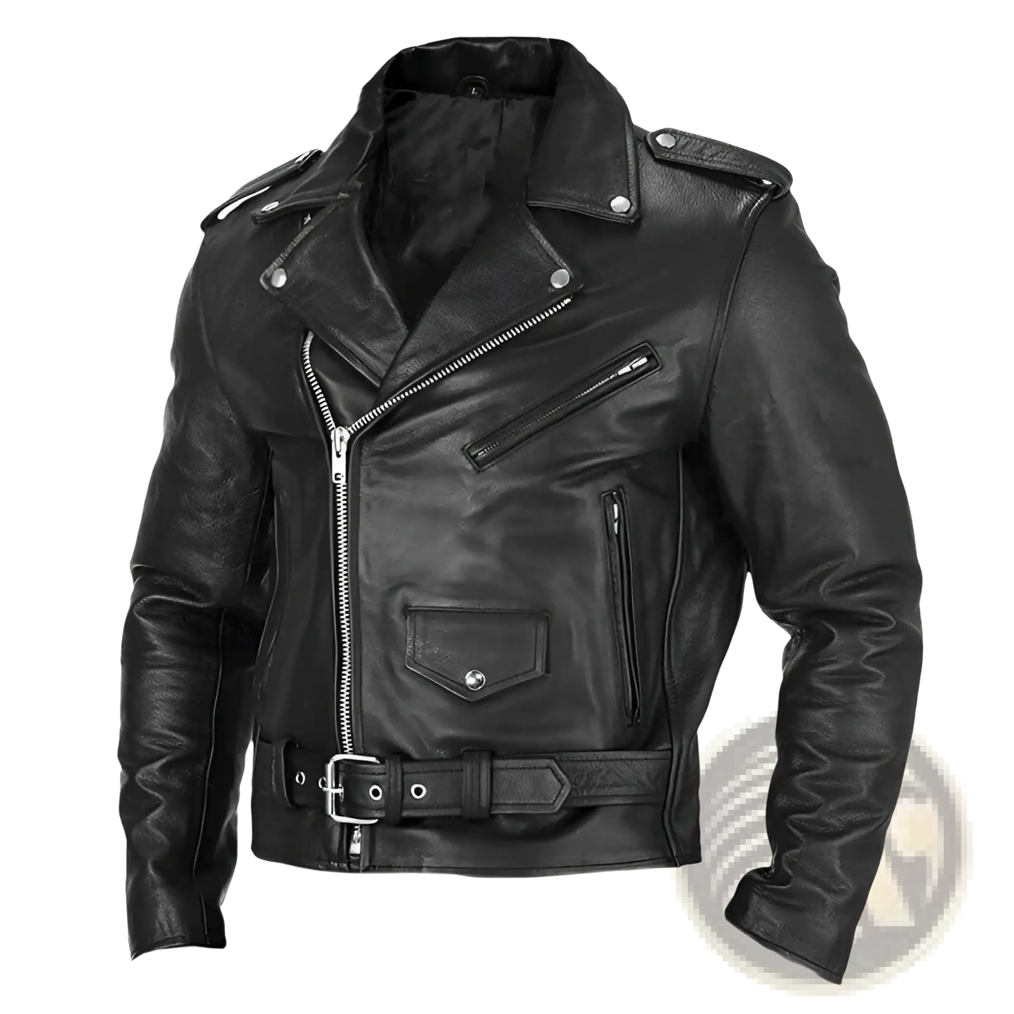 Men's Leather Biker Jacket Punk Style Slim Fit Coat