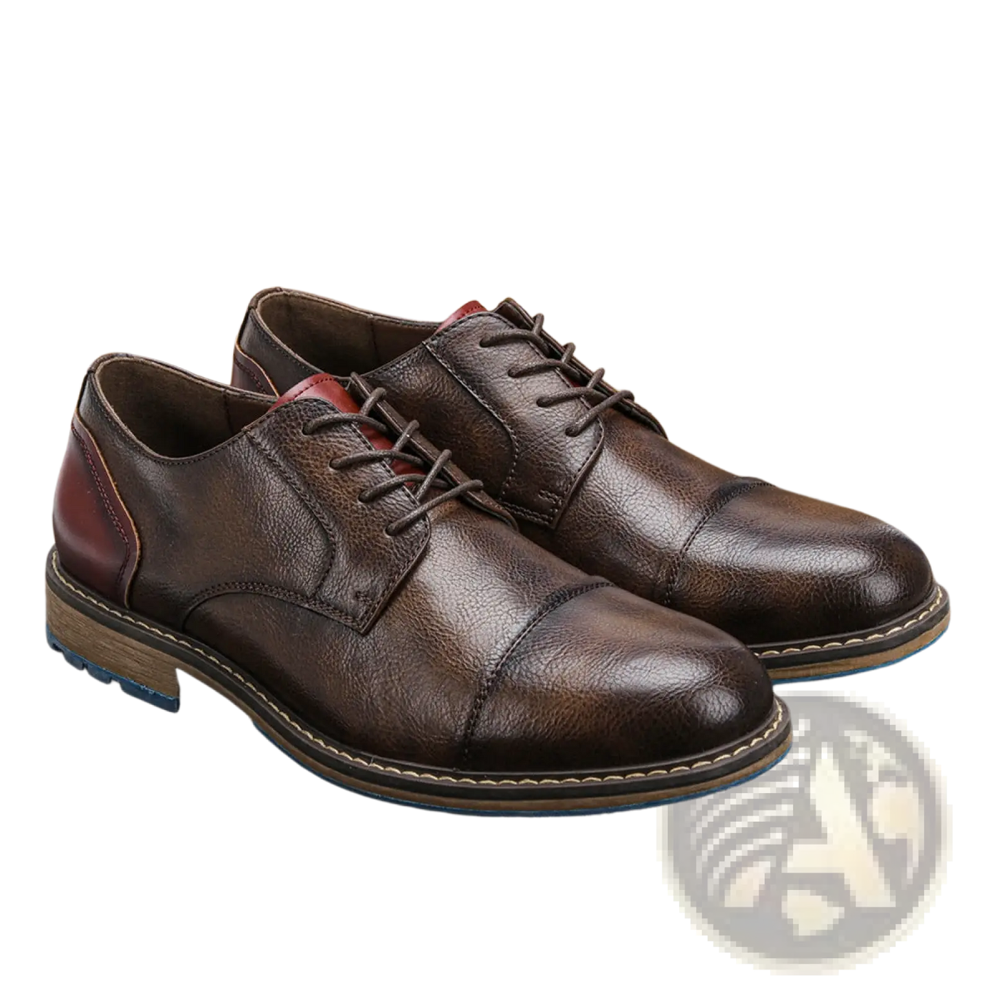 Men's Leather Cap Toe Retro Business Casual Shoes