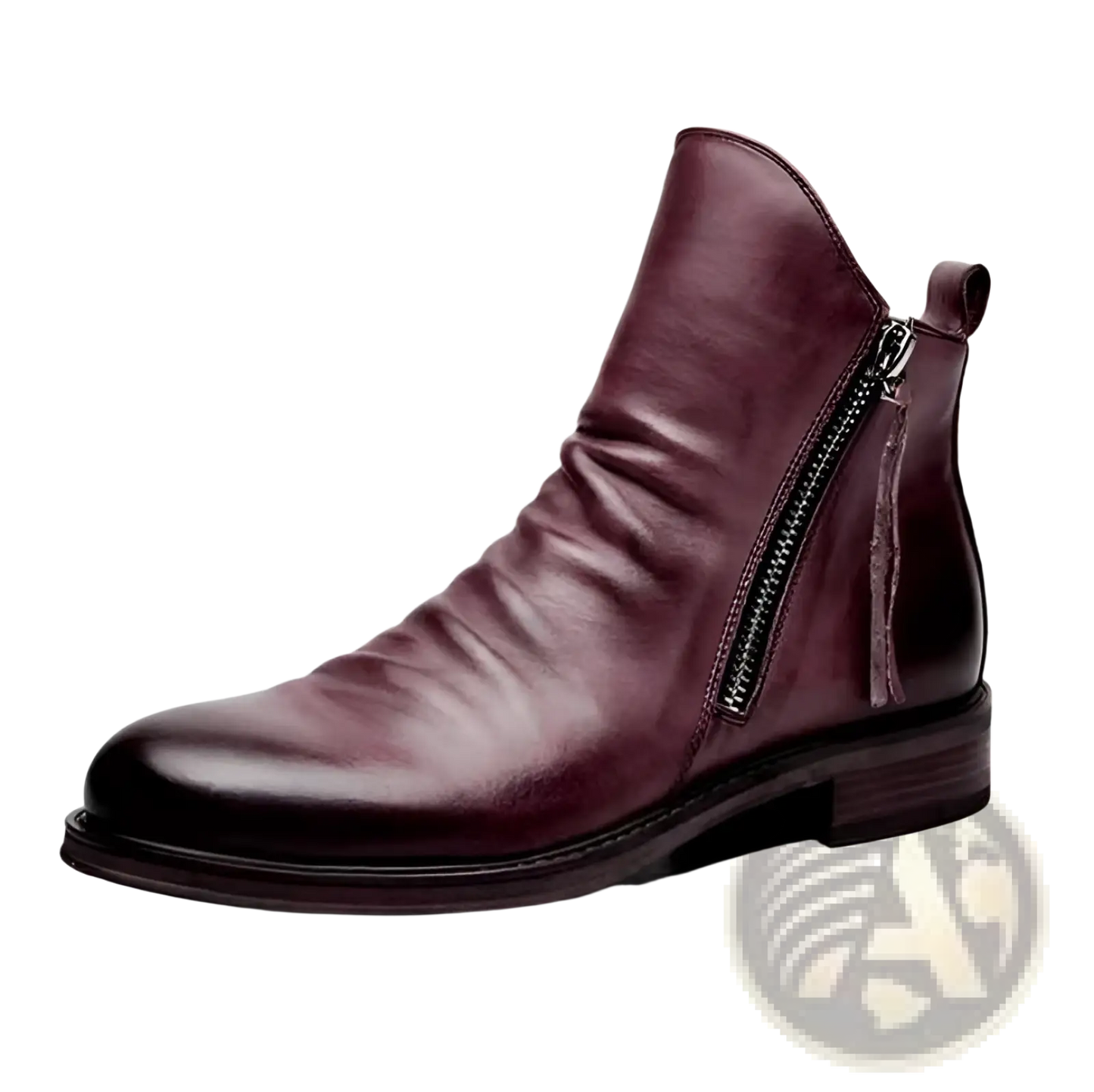 Men's Leather Chelsea Boots with Side Zipper Heel