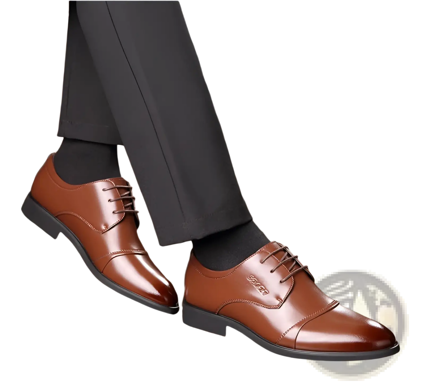 Men's Leather Dress Shoes Polished Lace Up Flats