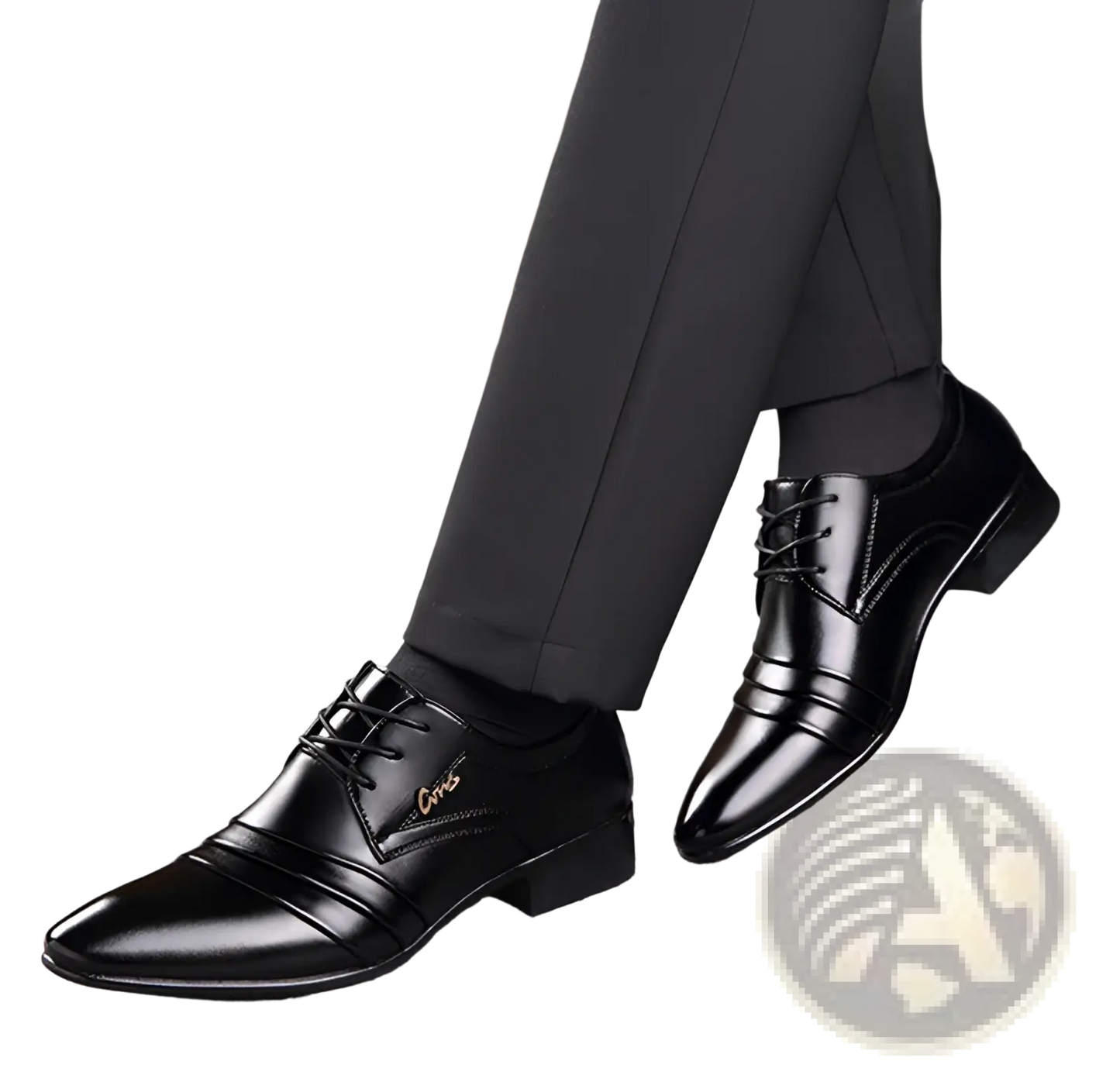 Men's Leather Dress Shoes Polished Lace Up Flats