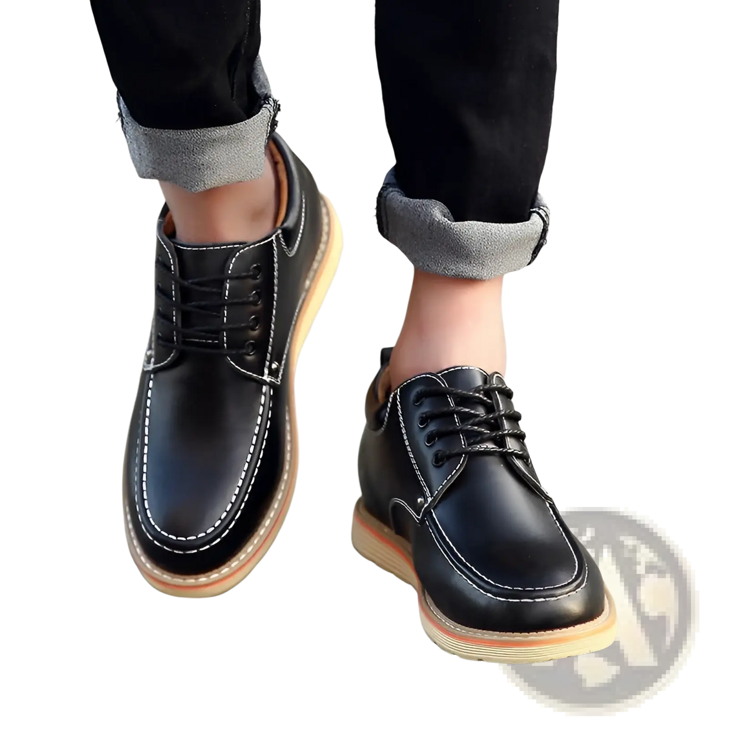Men's Leather Height Increasing Shoes 6cm Insole