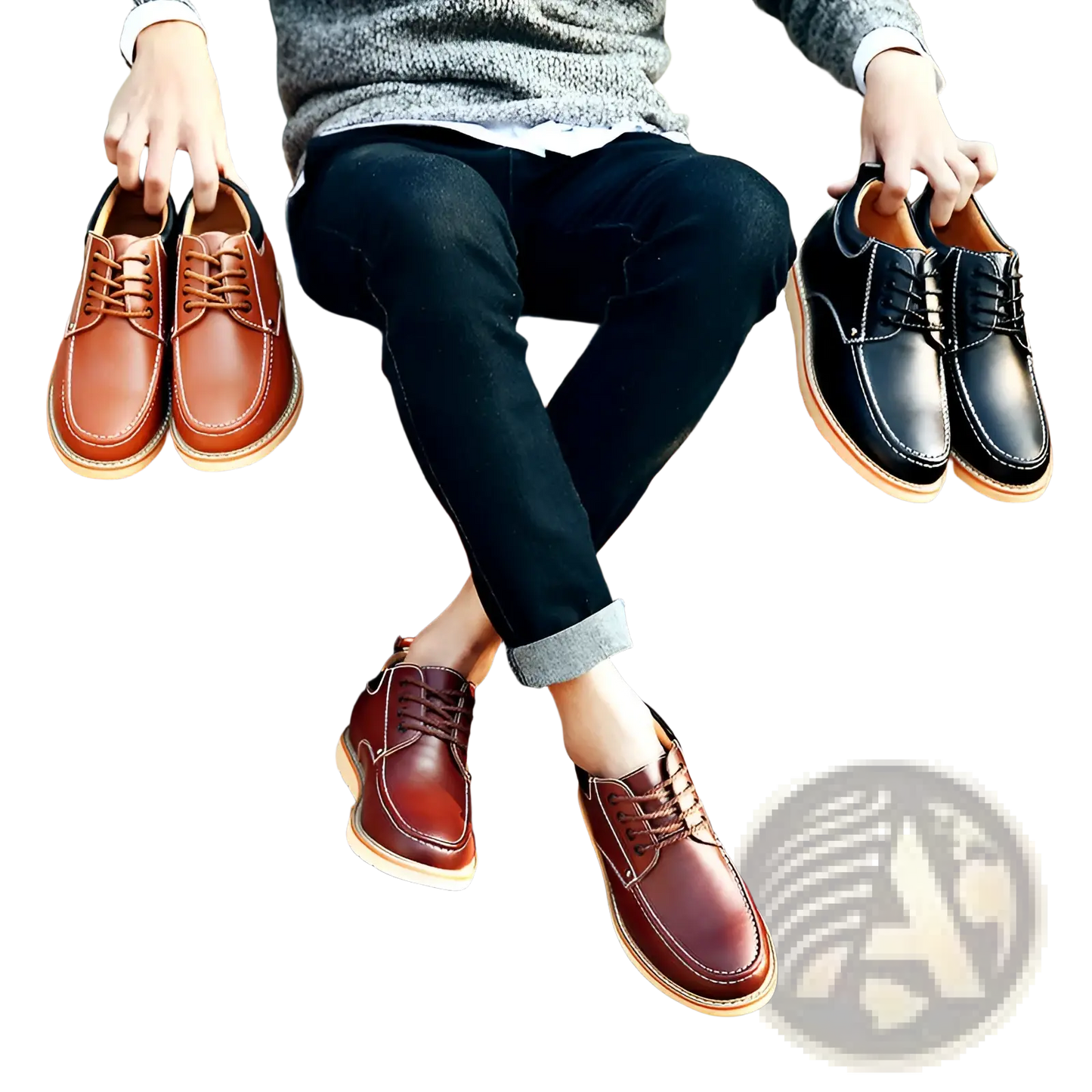 Men's Leather Height Increasing Shoes 6cm Insole