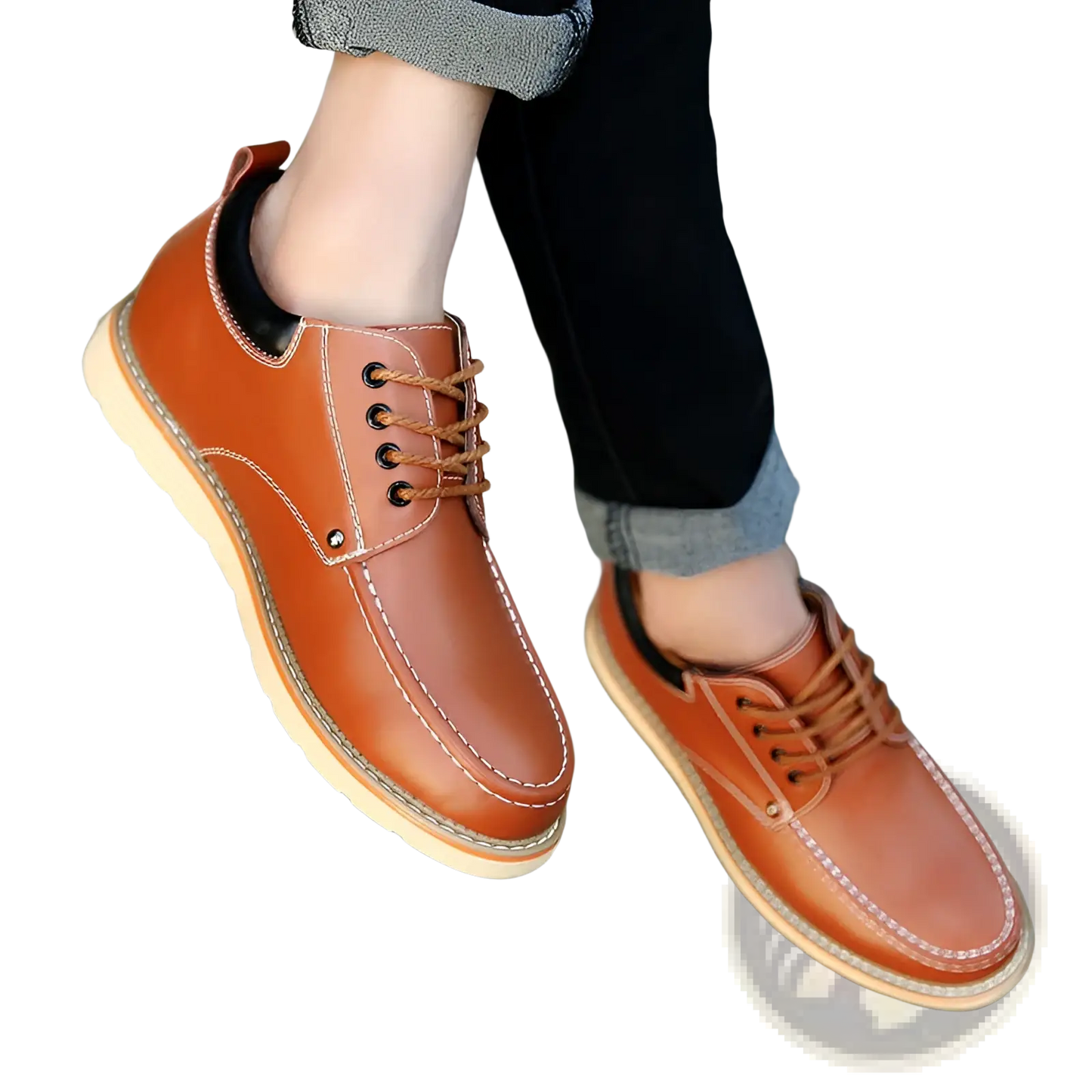 Men's Leather Height Increasing Shoes 6cm Insole