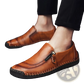 Men's Leather Loafers Zipper Business Casual Shoes