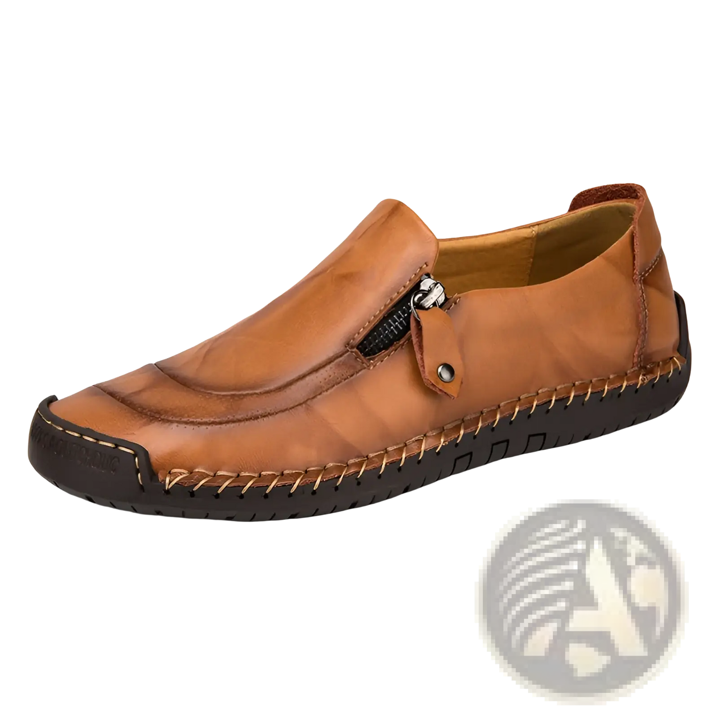 Men's Leather Loafers Zipper Business Casual Shoes