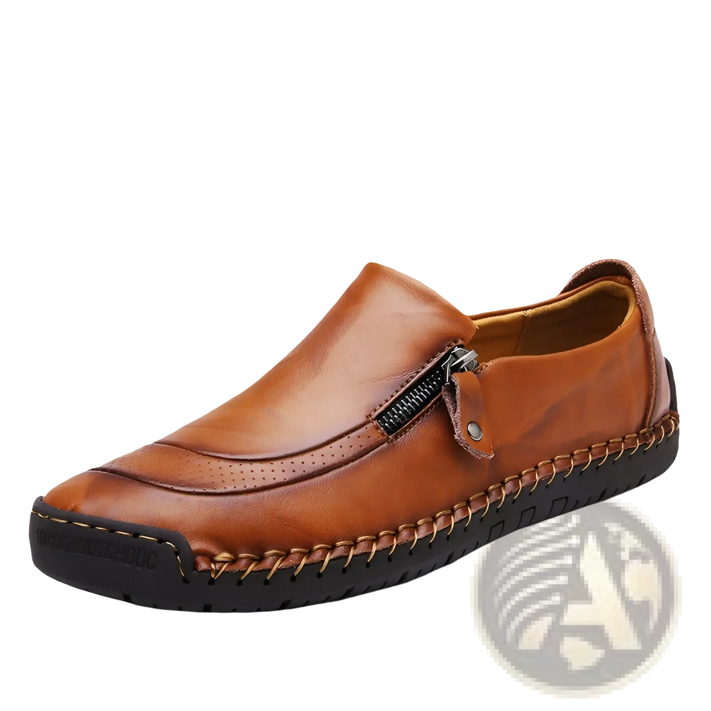 Men's Leather Loafers Zipper Business Casual Shoes