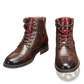 Men's Leather Martin Boots with Blue Rubber Sole