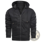 Men's Leather Motorcycle Jacket with Removable Hood