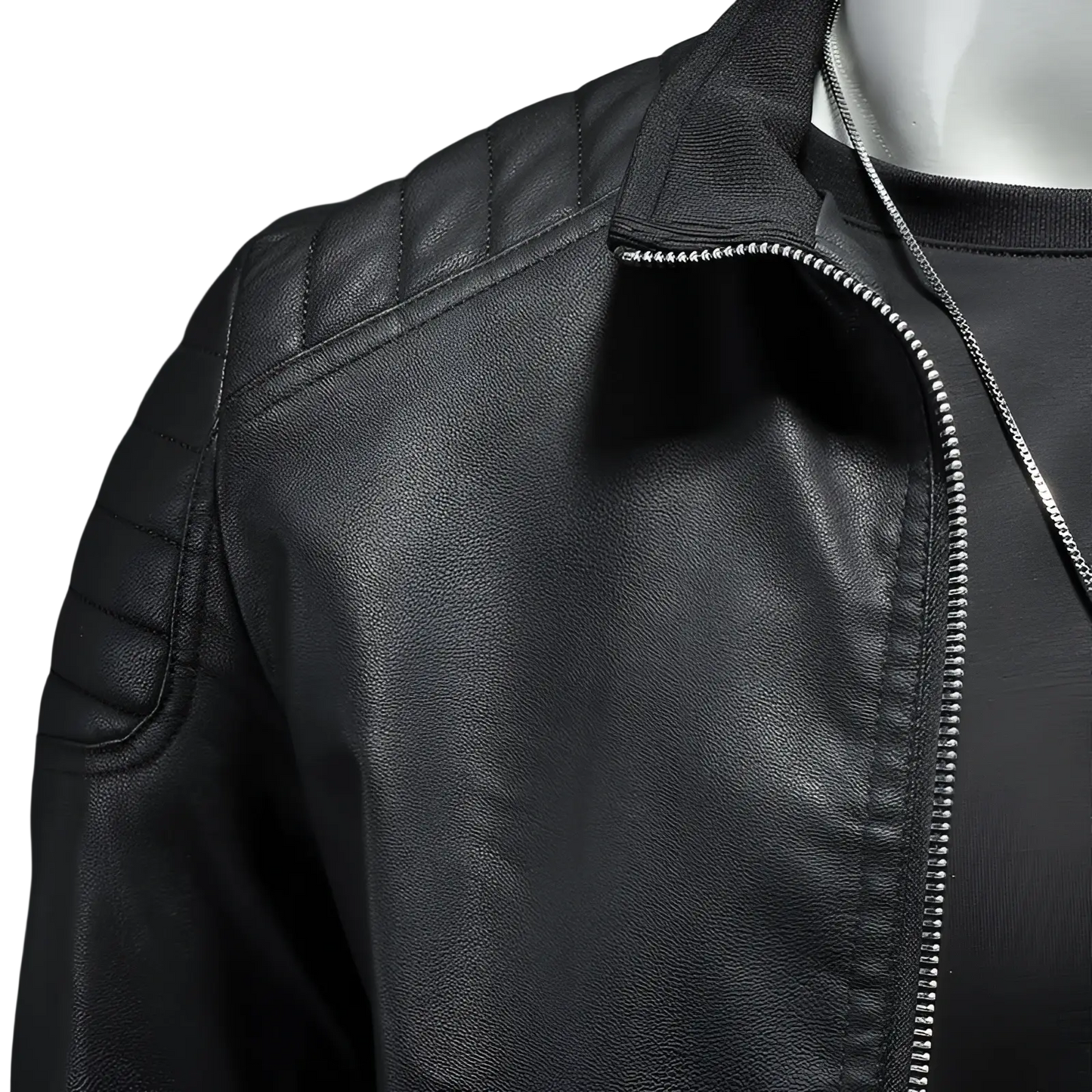 Men's Leather Motorcycle Jacket Slim Fit Biker Coat