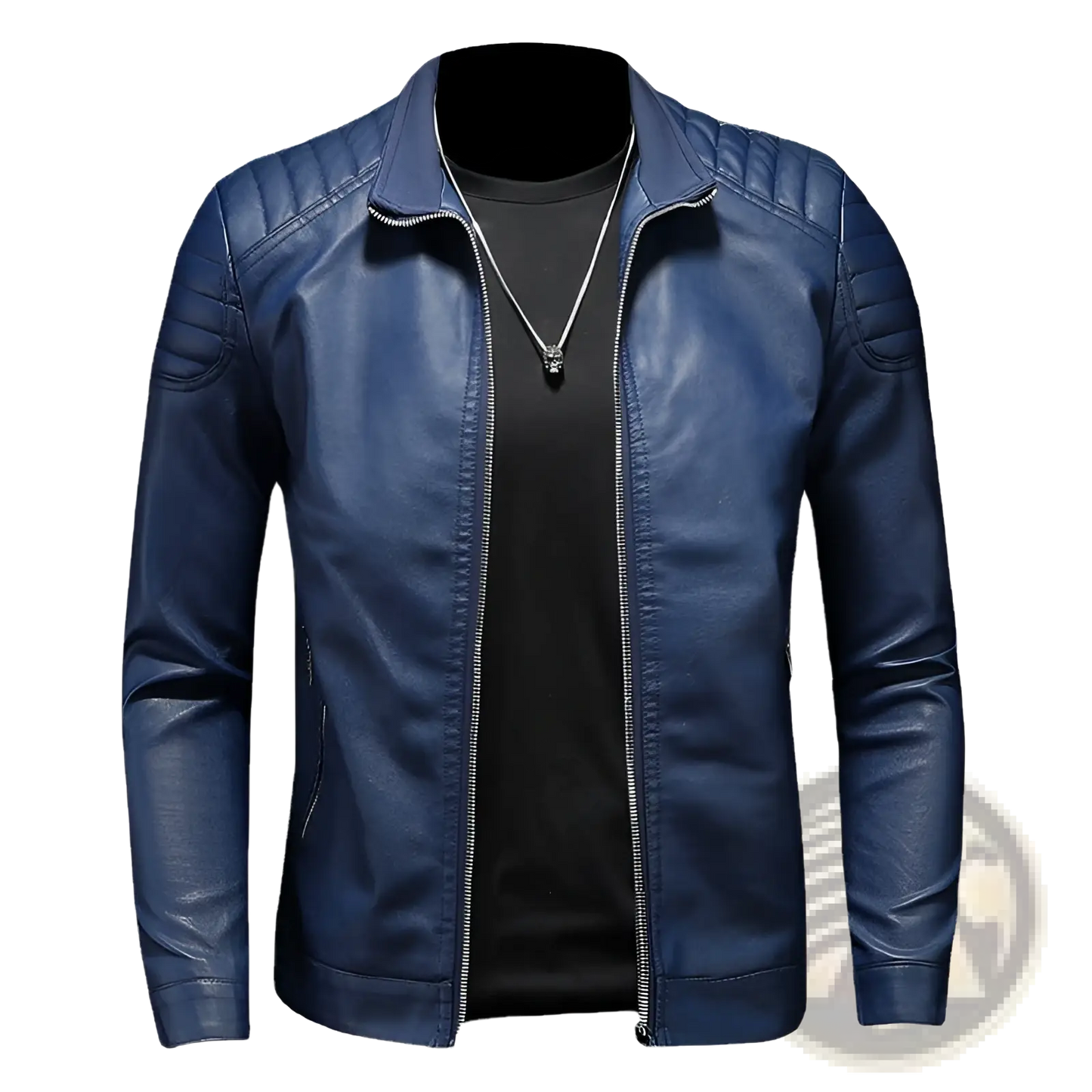 Men's Leather Motorcycle Jacket Slim Fit Biker Coat