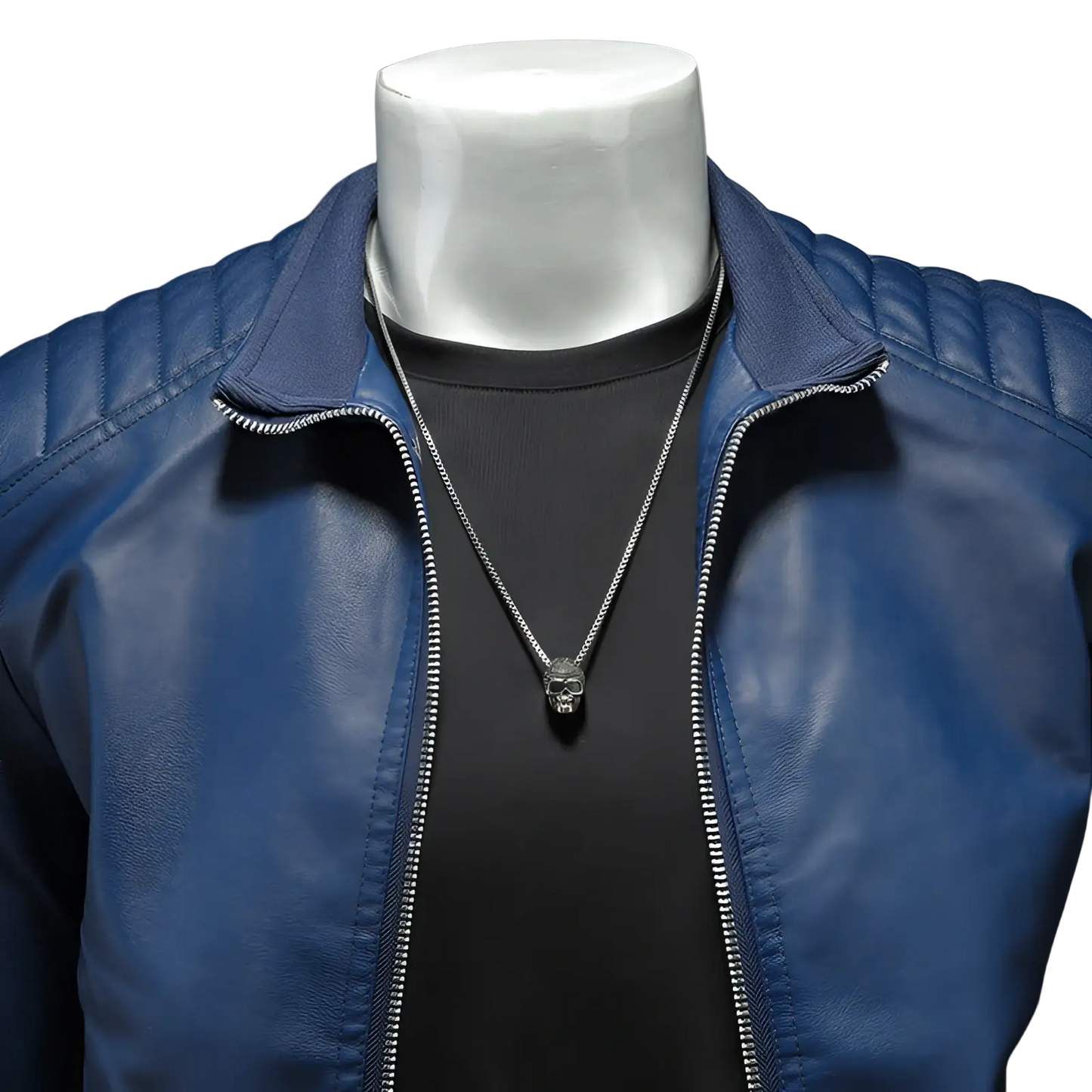 Men's Leather Motorcycle Jacket Slim Fit Biker Coat