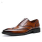 Men's Leather Brogue Oxford Shoes with Rubber Sole