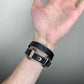 Men's Adjustable Black Leather Shoulder Strap with Silver Studs