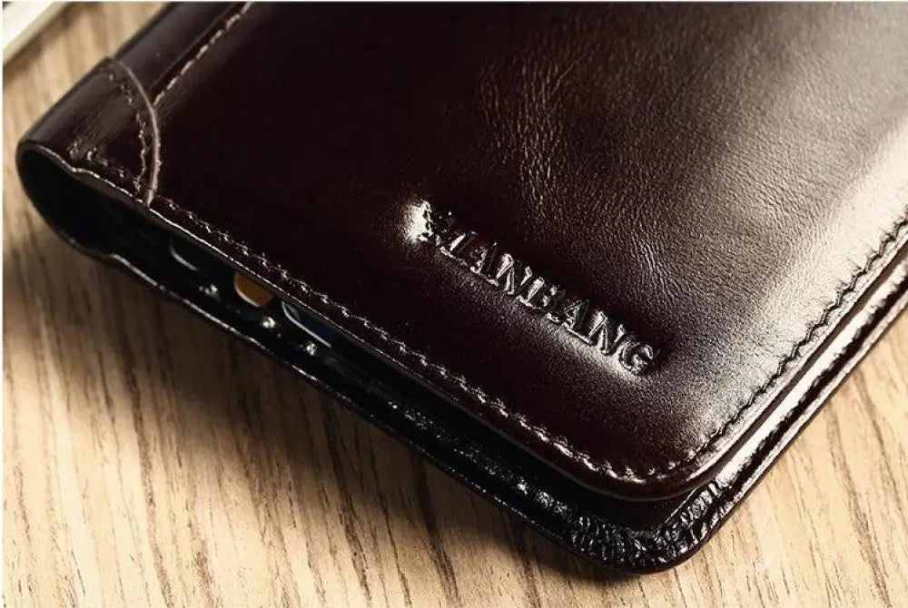 Men's Brown Leather Tri-fold Wallet with Id Window