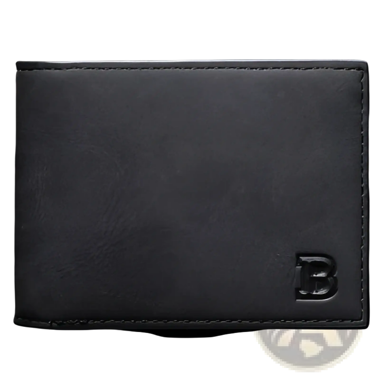 Men's Leather Wallet with Embossed Logo and Coin Pocket