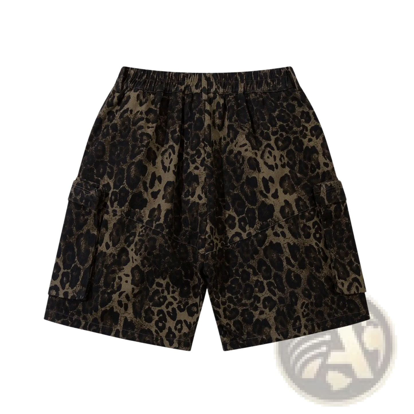Men's Leopard Print Denim and Cargo Workwear Shorts