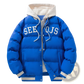 Men's Letter Print Hooded Puffer Jacket