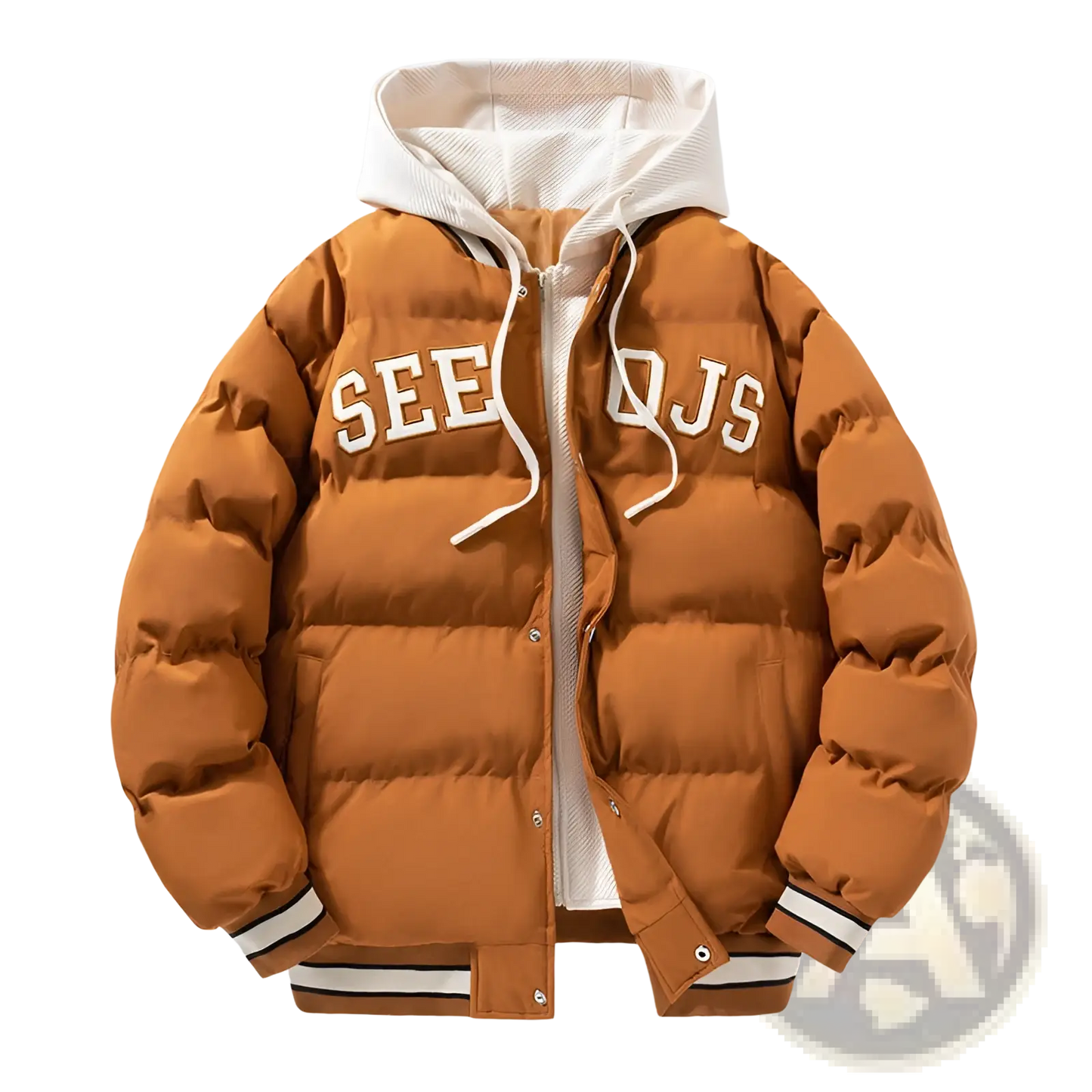 Men's Letter Print Hooded Puffer Jacket