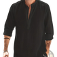 Men's Lightweight Mandarin Collar Linen and Cotton Shirt