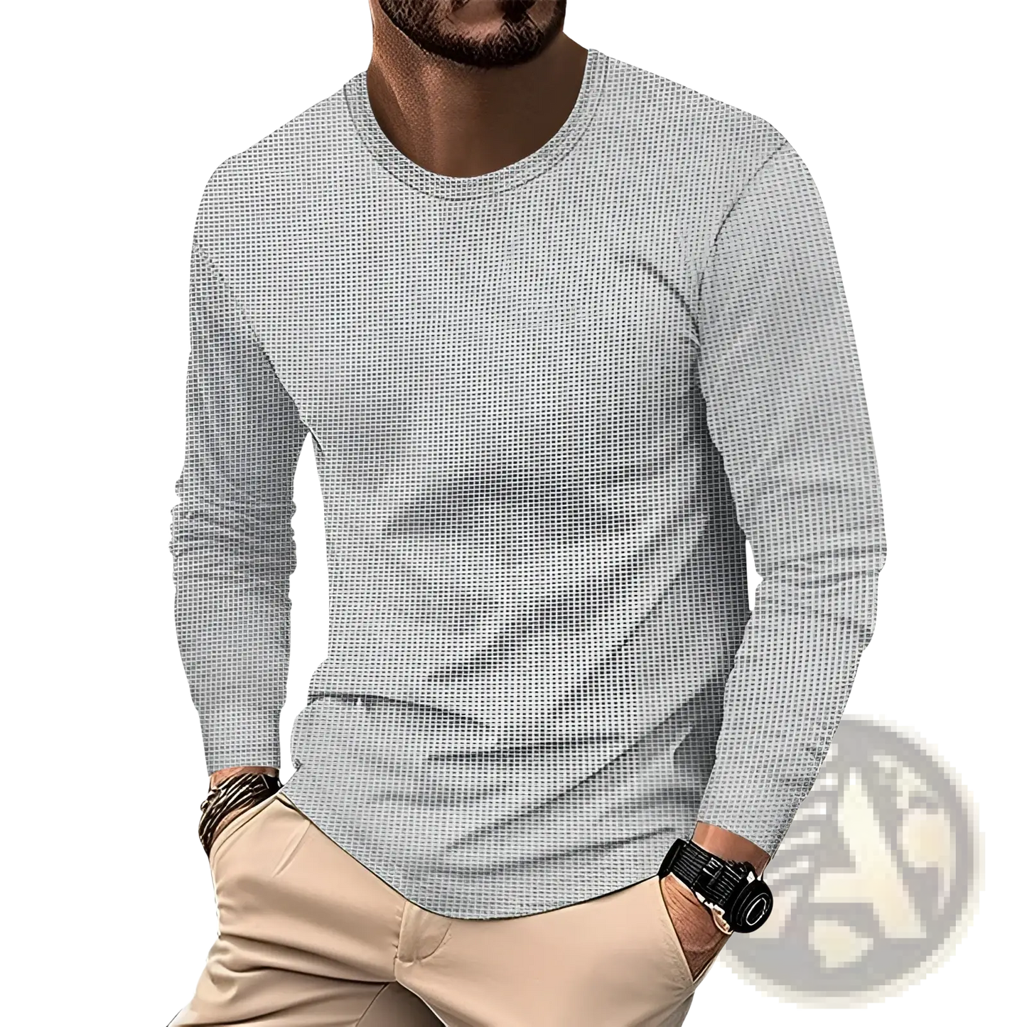 Men's Long Sleeve Waffle Knit Thermal Pullover