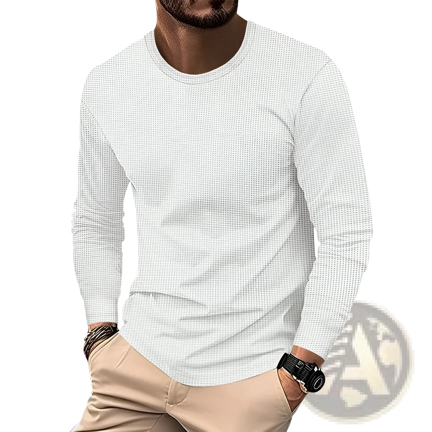 Men's Long Sleeve Waffle Knit Thermal Pullover