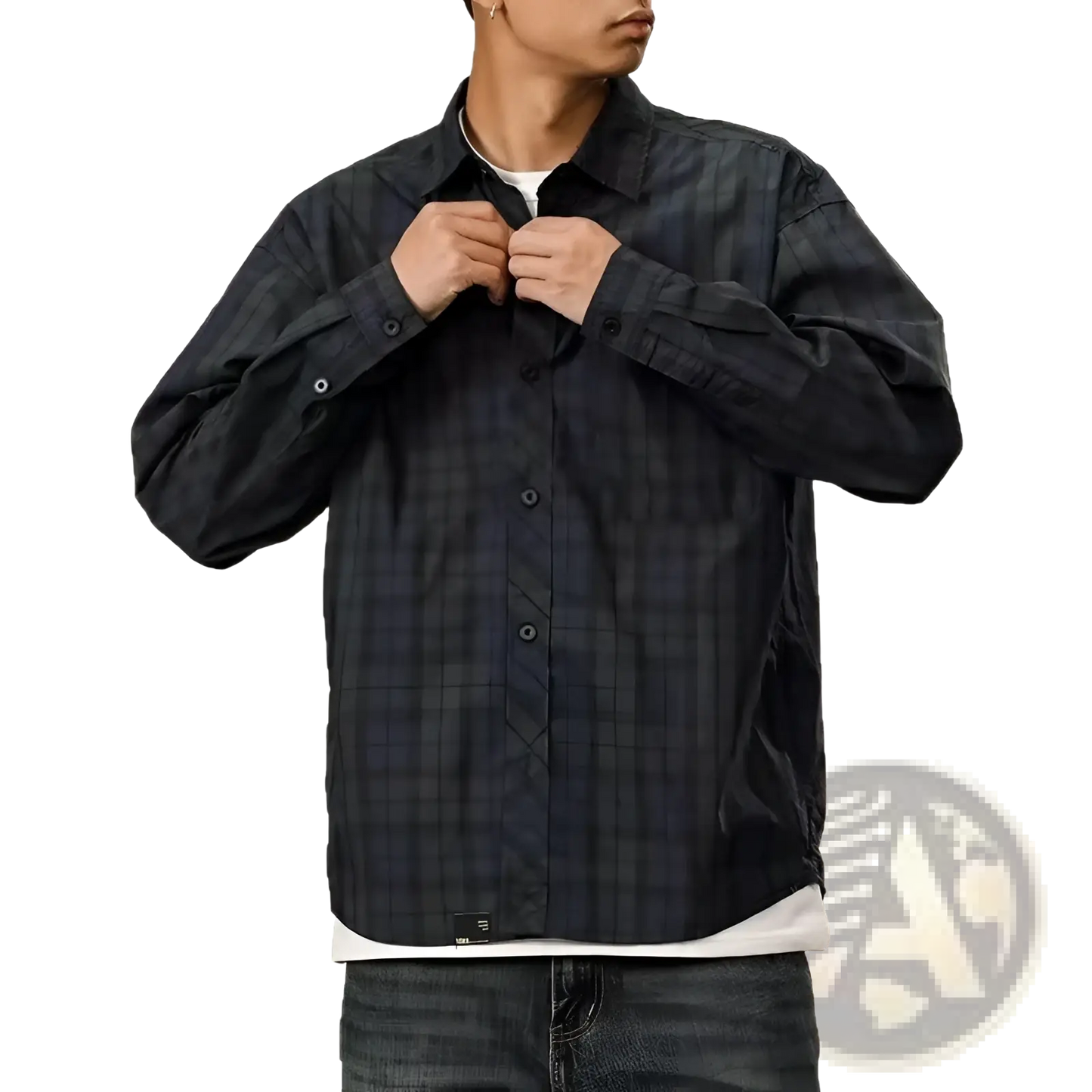 Men's Loose Fit Retro Plaid Long Sleeve Button Up Shirt