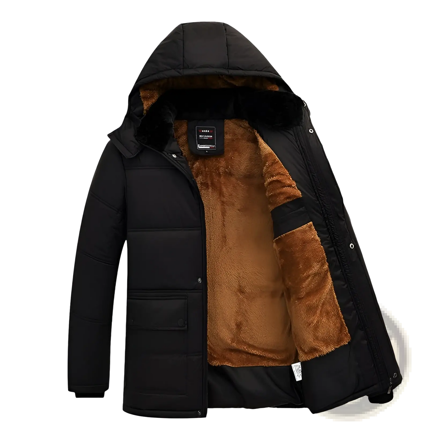 Men's Loose Hooded Quilted Puffer Jacket with Fleece Lining