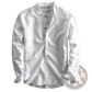 Men's Loose Linen Mandarin Collar Long Sleeve Shirt
