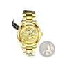 Men's Luxury 18k Gold Dragon Diamond Quartz Watch