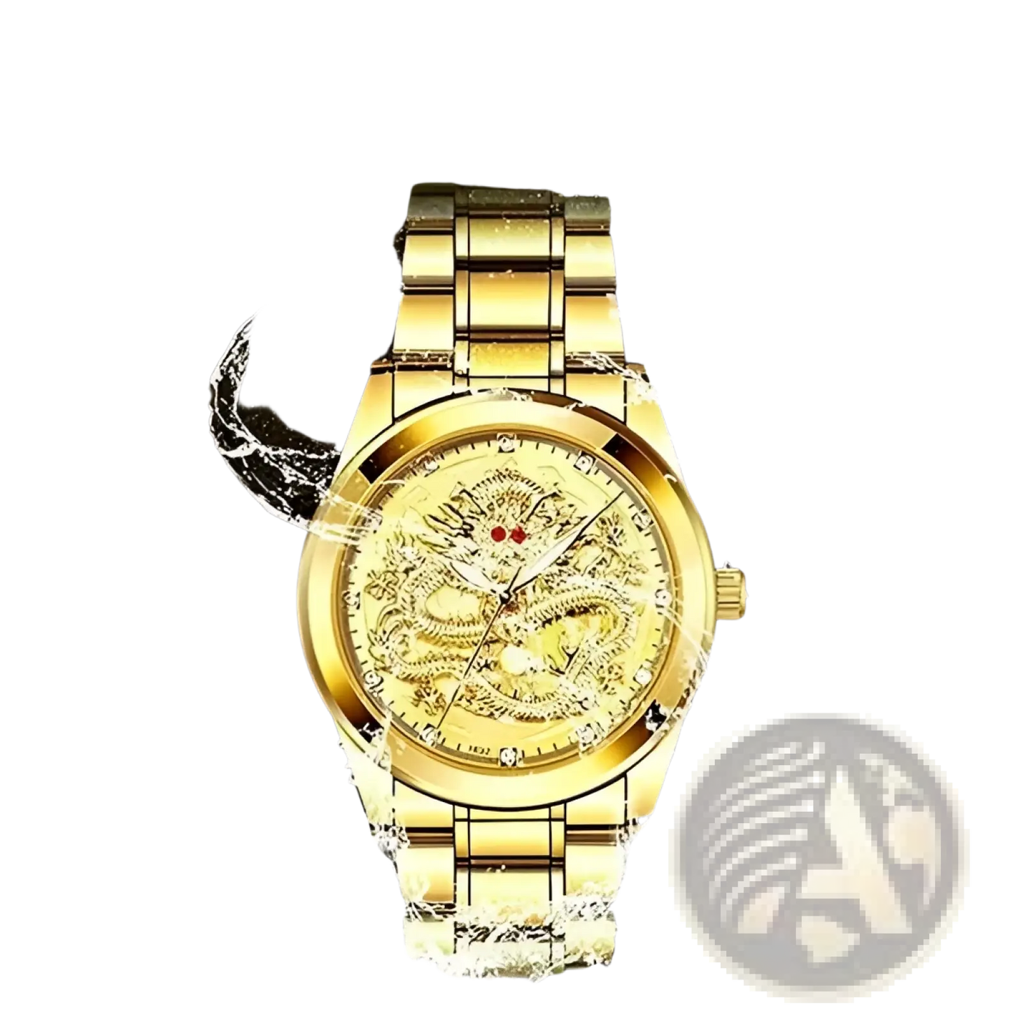 Men's Luxury 18k Gold Dragon Diamond Quartz Watch