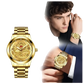 Men's Luxury 18k Gold Dragon Diamond Quartz Watch