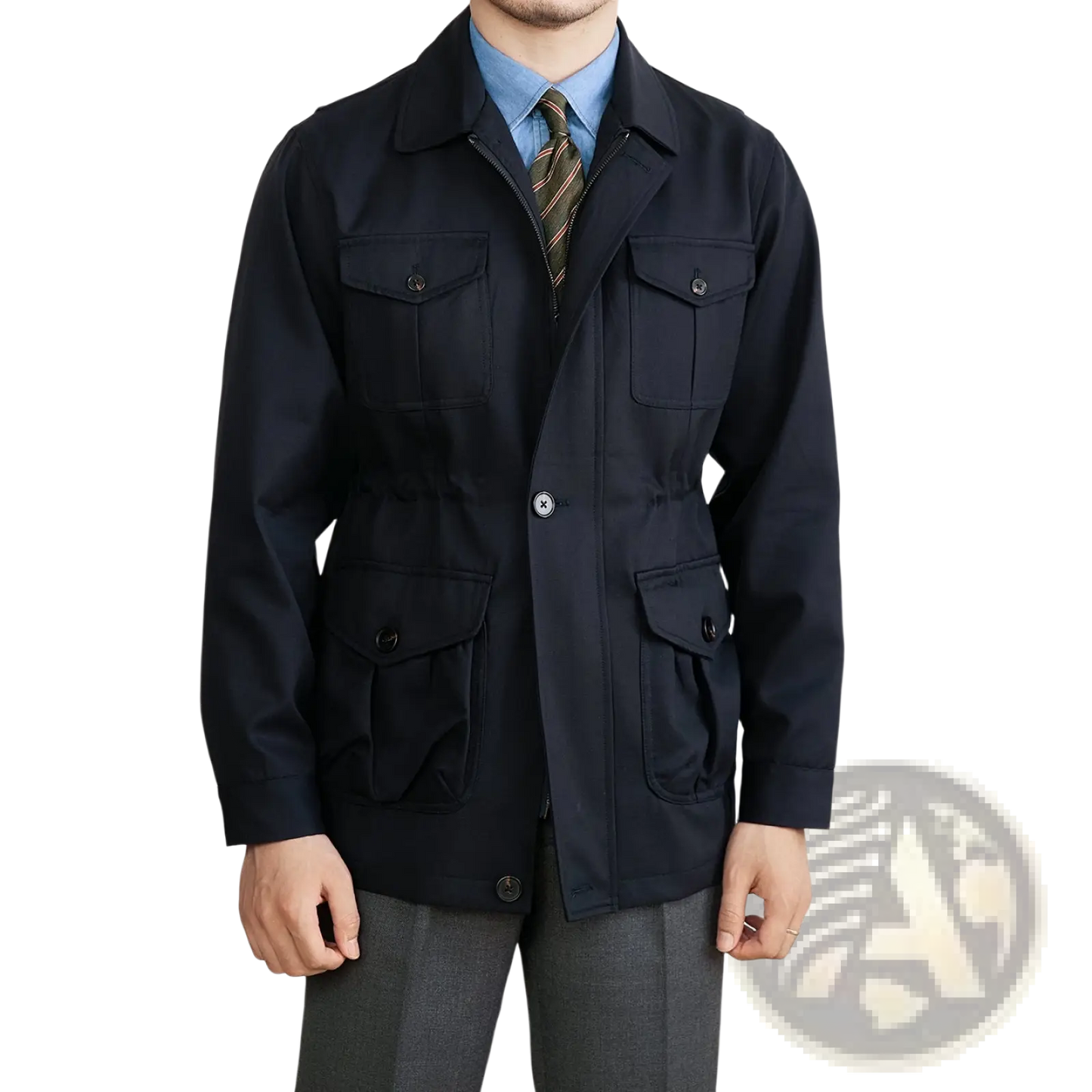 Men's Lyocell Blend Utility Safari Jacket with Flap Pockets