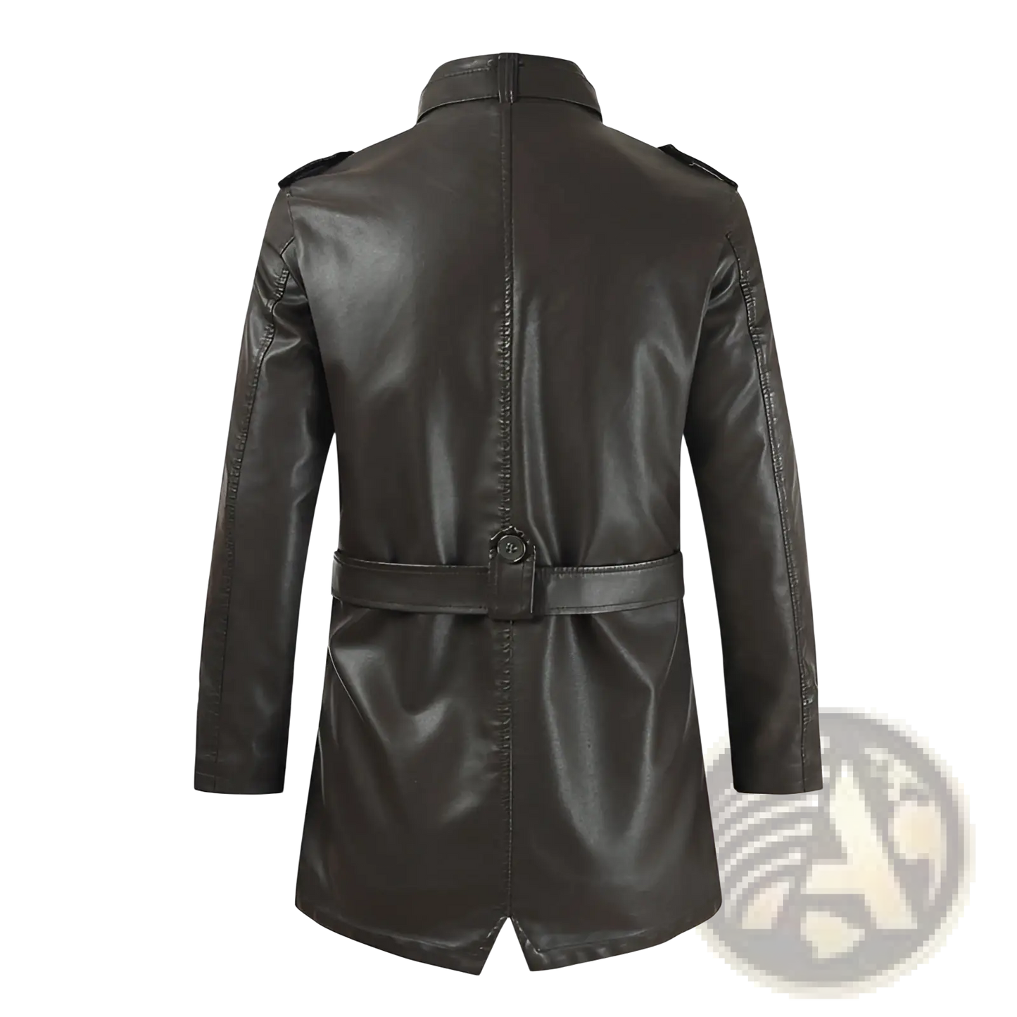 Men's Mid-length Fleece Lined Faux Leather Coat