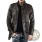 Men's Mid-length Fleece Lined Faux Leather Coat