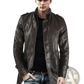 Men's Mid-length Fleece Lined Faux Leather Coat