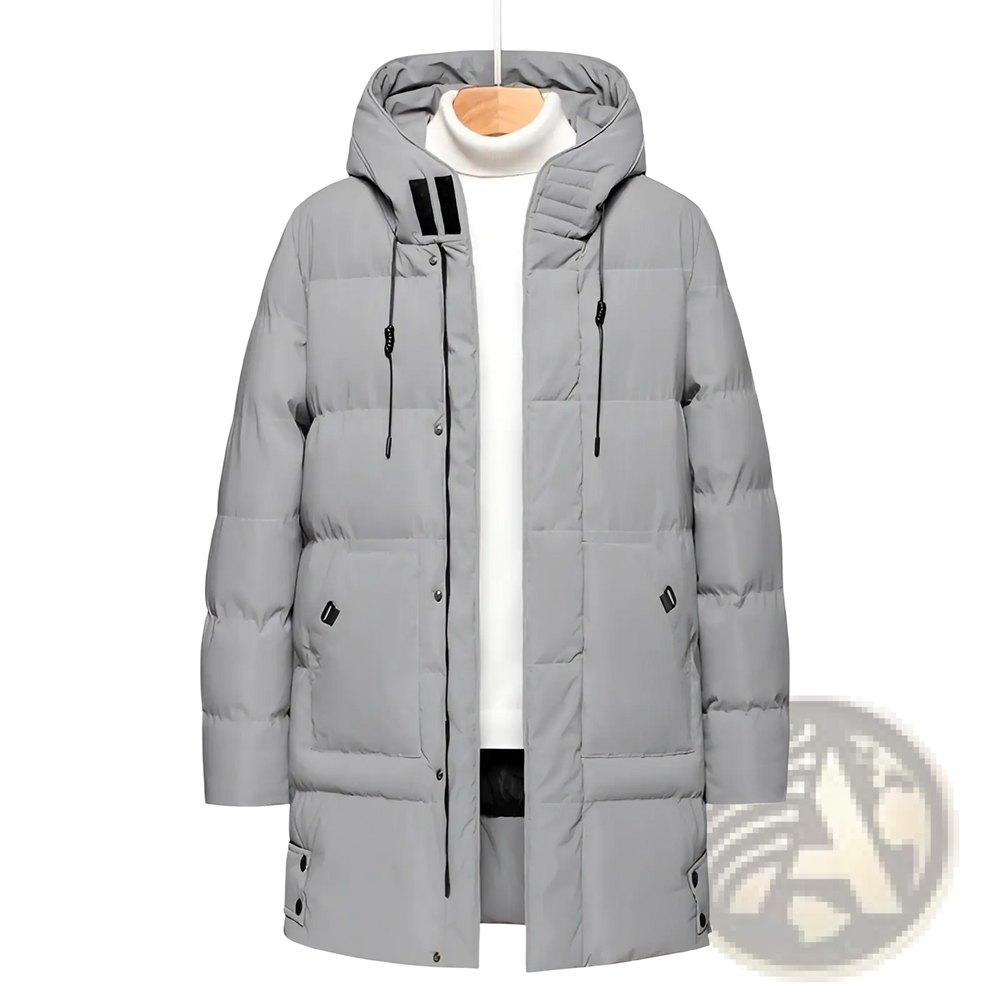 Men's Mid-length Quilted Hooded Winter Puffer Jacket