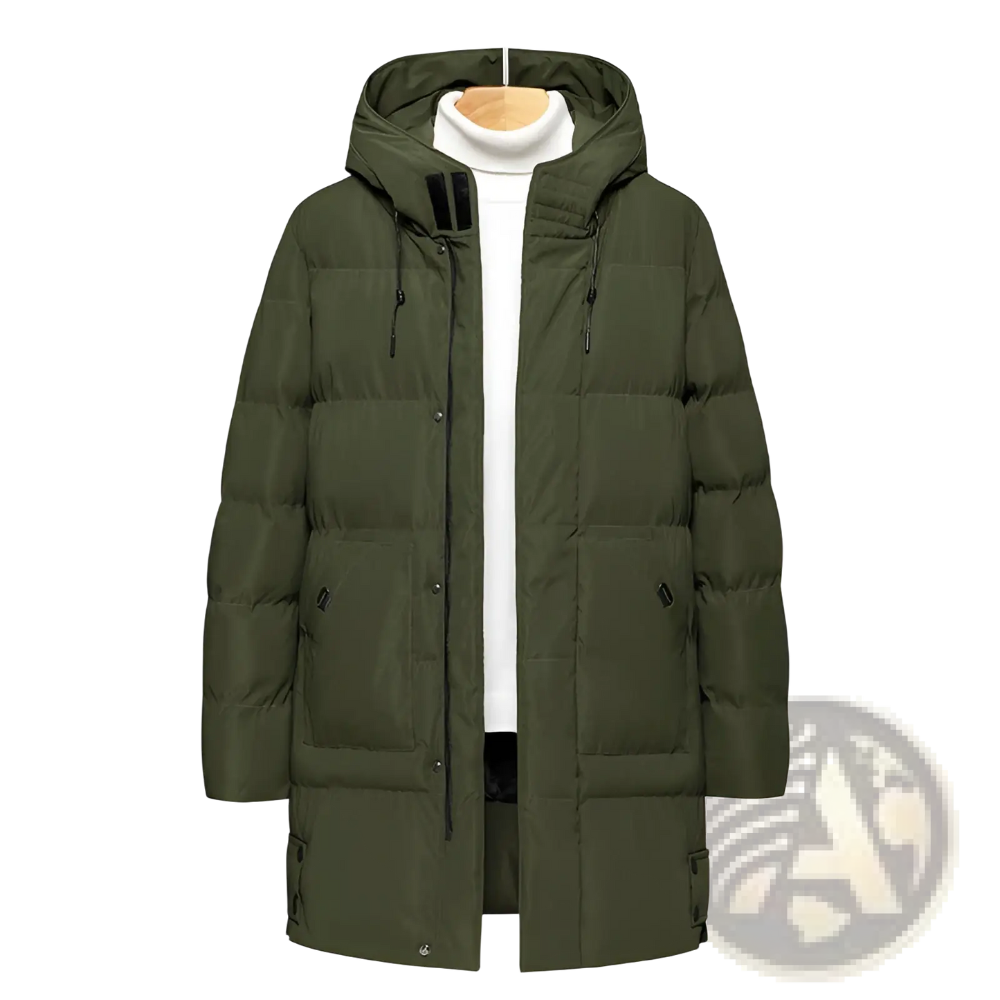 Men's Mid-length Quilted Hooded Winter Puffer Jacket