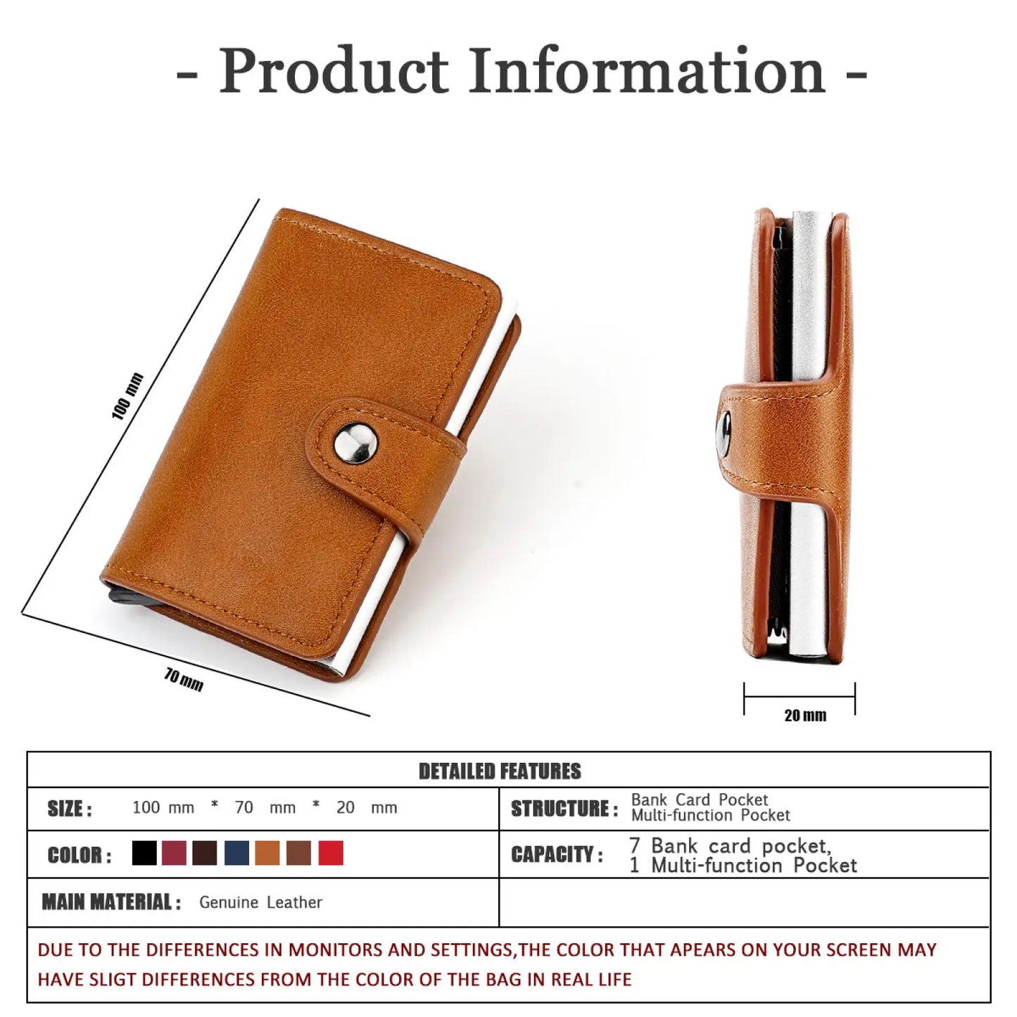 Men's Minimalist Brown Leather Rfid Wallet with Hasp Closure