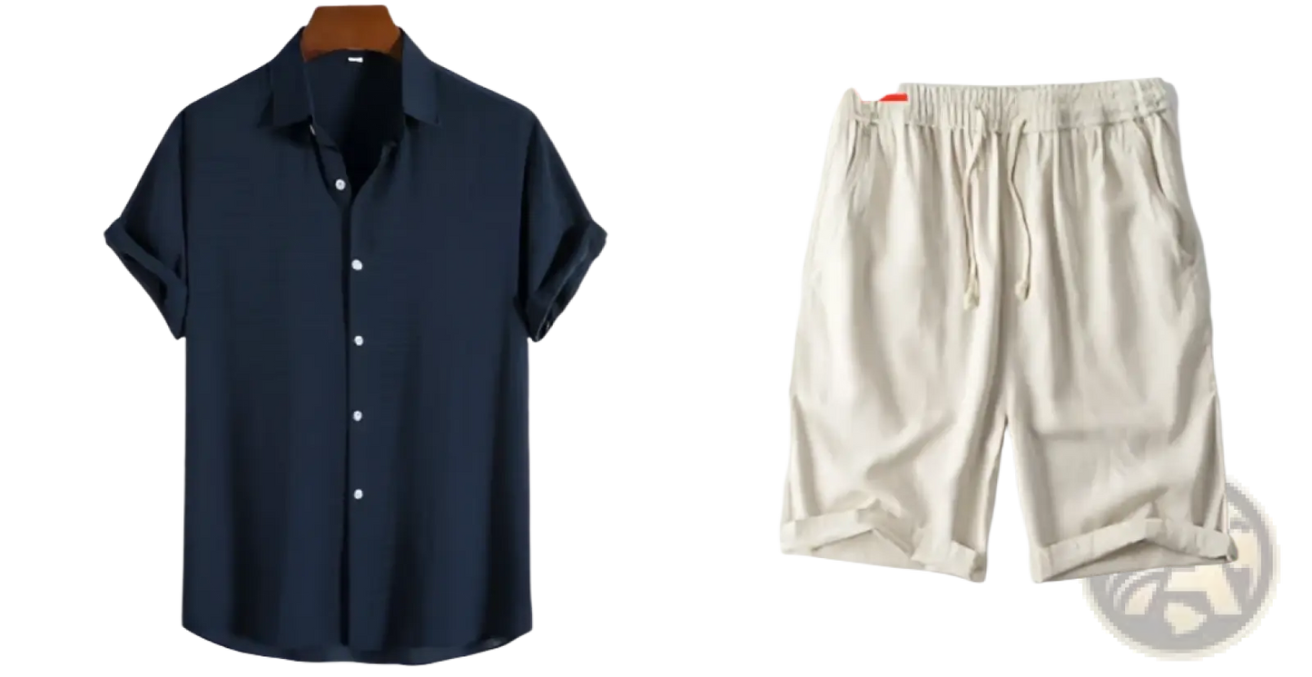 Men's Minimalist Textured Short Sleeve Grid Shirt