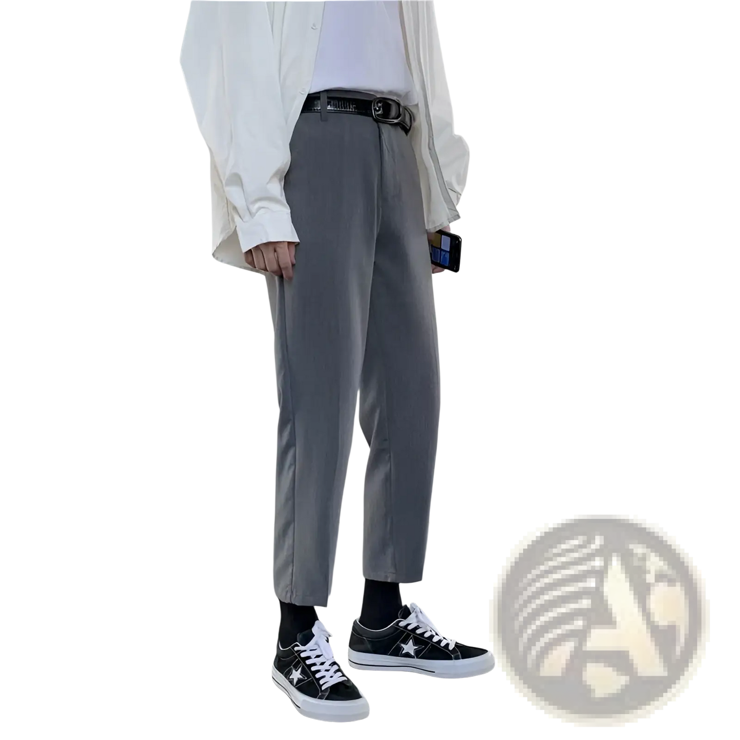 Men's Modern Slim Fit Straight Leg Cotton Trousers