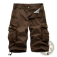Men's Multi Pocket Cotton Cargo Shorts with Drawstring Cuffs