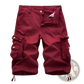 Men's Multi Pocket Cotton Cargo Shorts with Drawstring Cuffs