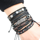 Men's Multilayer Leather Bracelet with Star Charms