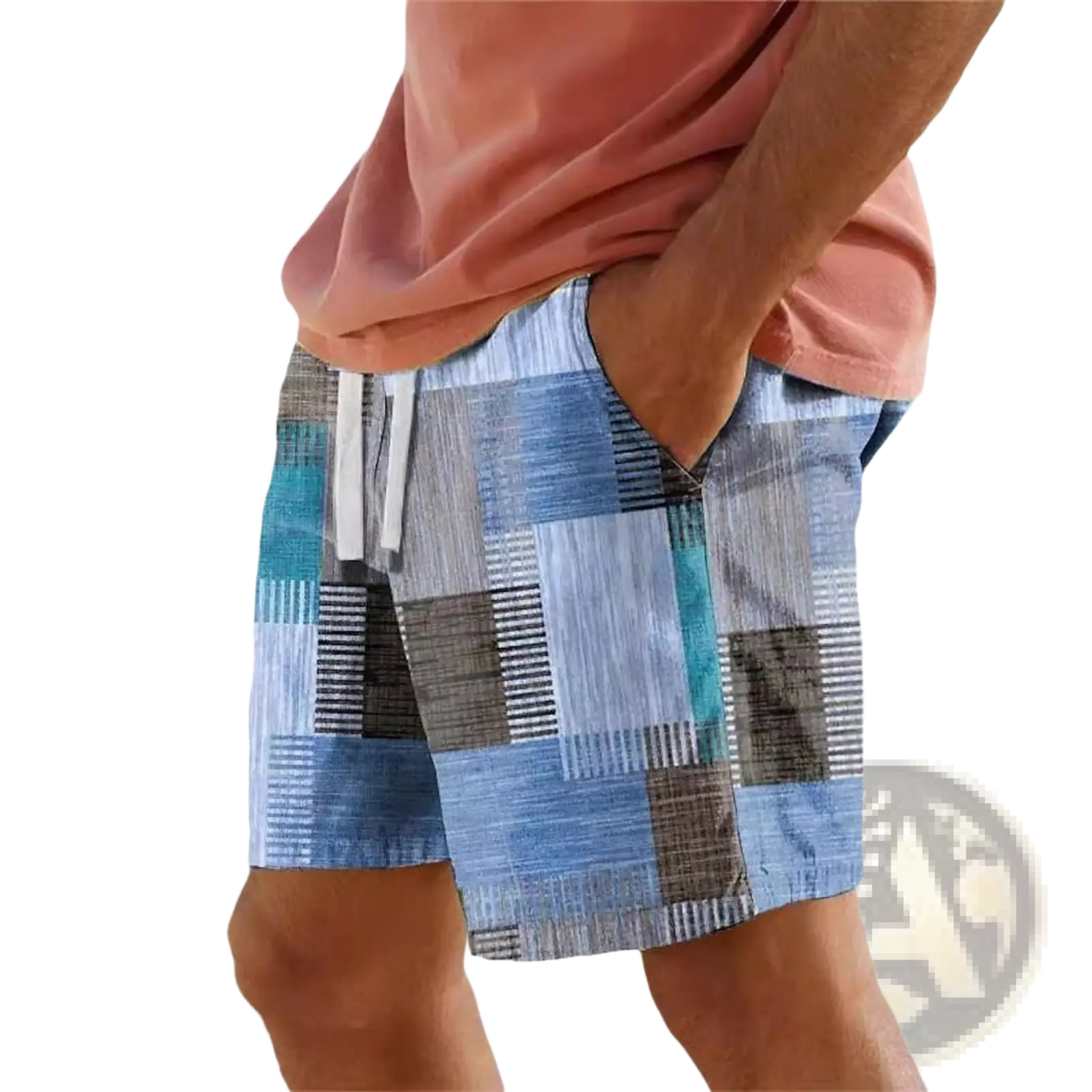 Men's Patchwork Houndstooth Streetwear Casual Shorts