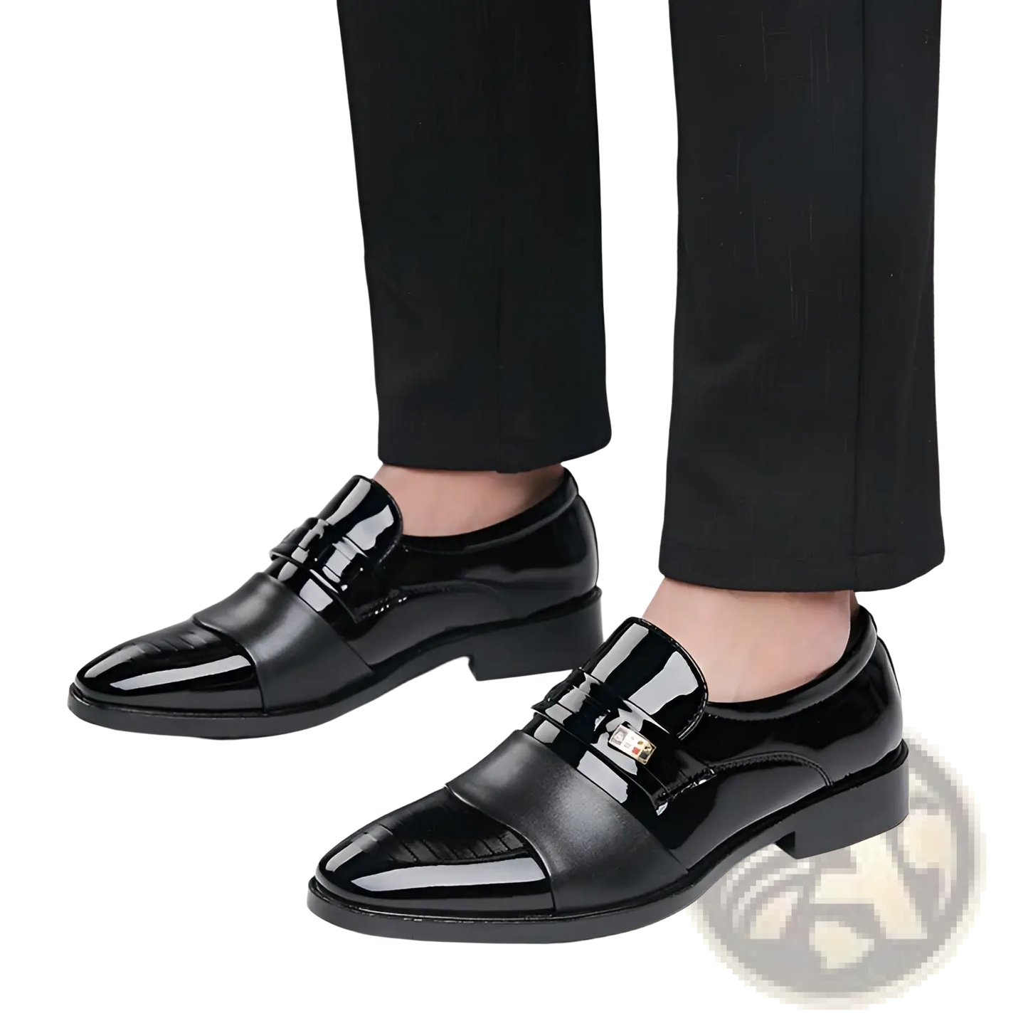Men's Patent Leather Buckle Loafers for Business and Formal Wear
