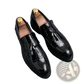 Men's Patent Leather Tassel Loafers with Metallic Strap