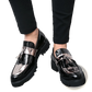 Men's Patent Leather Tassel Loafers with Metallic Strap
