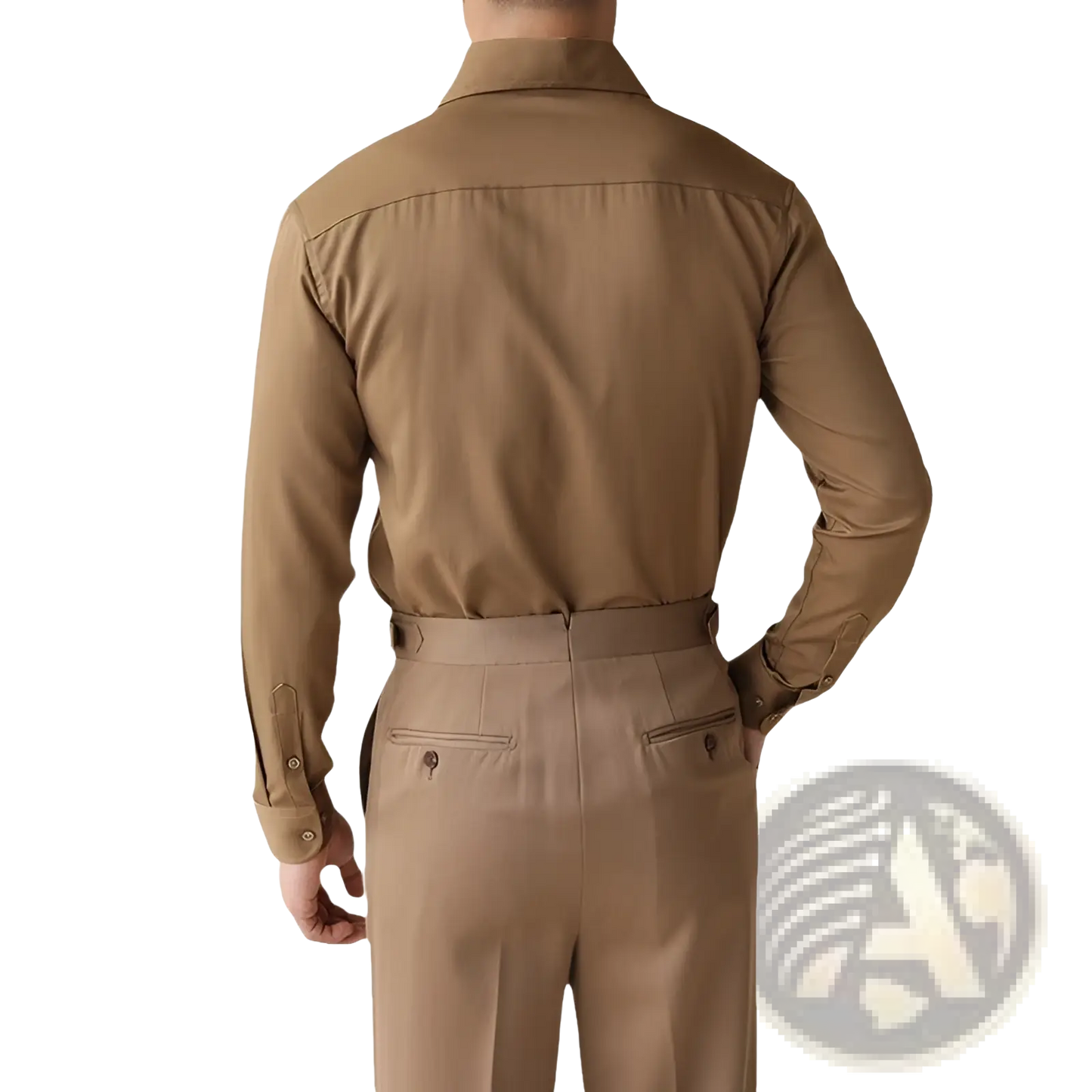 Men's One-piece Collar Satin Long Sleeve Business Shirt