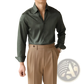 Men's One-piece Collar Satin Long Sleeve Business Shirt